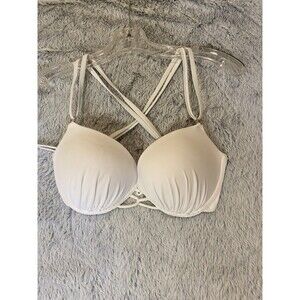 Shade & Shore Push-up Bikini Top, White Size 36D Padded Underwire NWOT